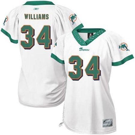 Dolphins #34 Ricky Williams White Women's Field Flirt Stitched NFL Jersey - Click Image to Close